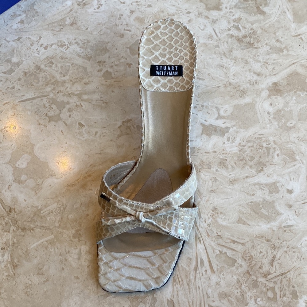 Stuart Weitzman Leather Cream Sandal - image 2